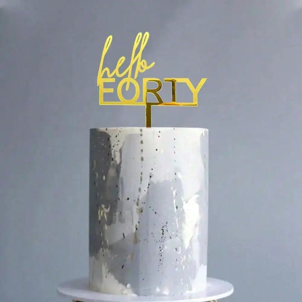 Elegant Acrylic Rose gold "Hello Thirty" Birthday Cake Topper