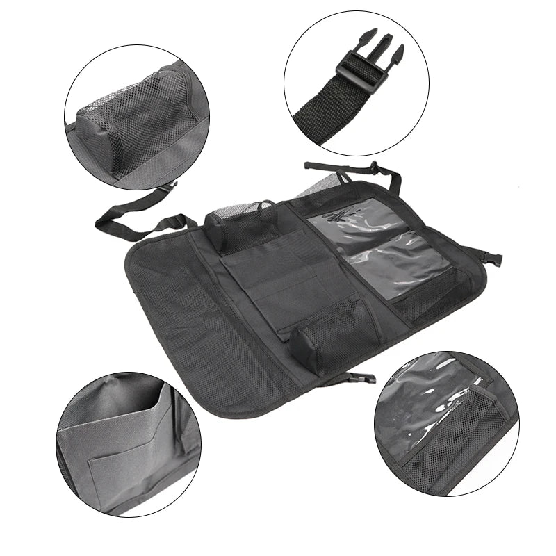 Multi-Pocket Car Seat Back Organizer with Touch Screen Tablet Holder