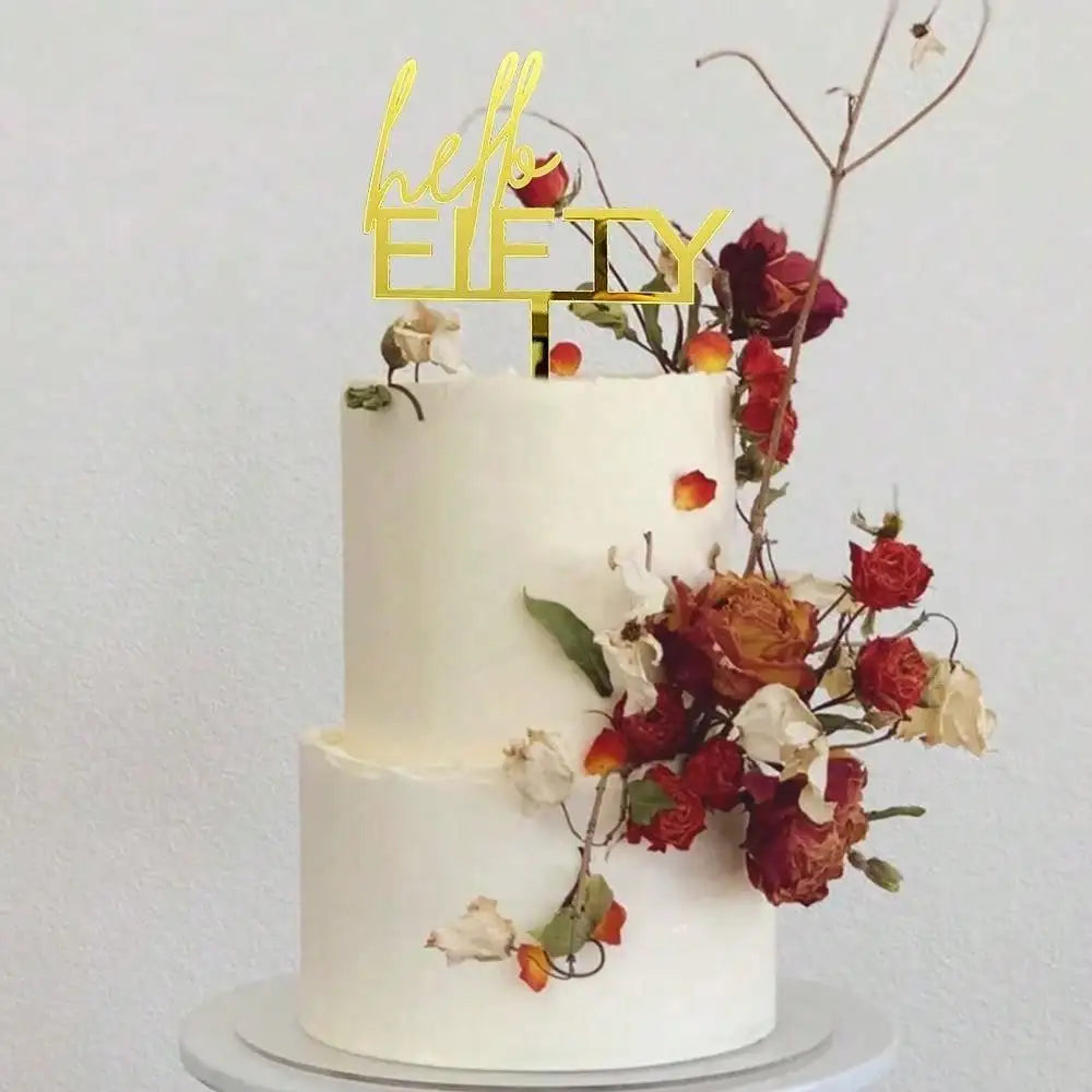 Elegant Acrylic Rose gold "Hello Thirty" Birthday Cake Topper
