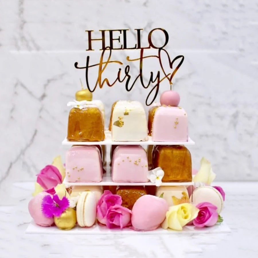 Elegant Acrylic Rose gold "Hello Thirty" Birthday Cake Topper