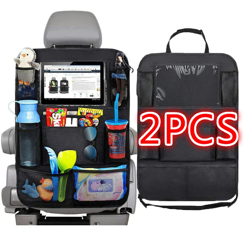 Multi-Pocket Car Seat Back Organizer with Touch Screen Tablet Holder
