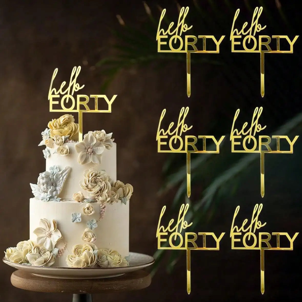 Elegant Acrylic Rose gold "Hello Thirty" Birthday Cake Topper