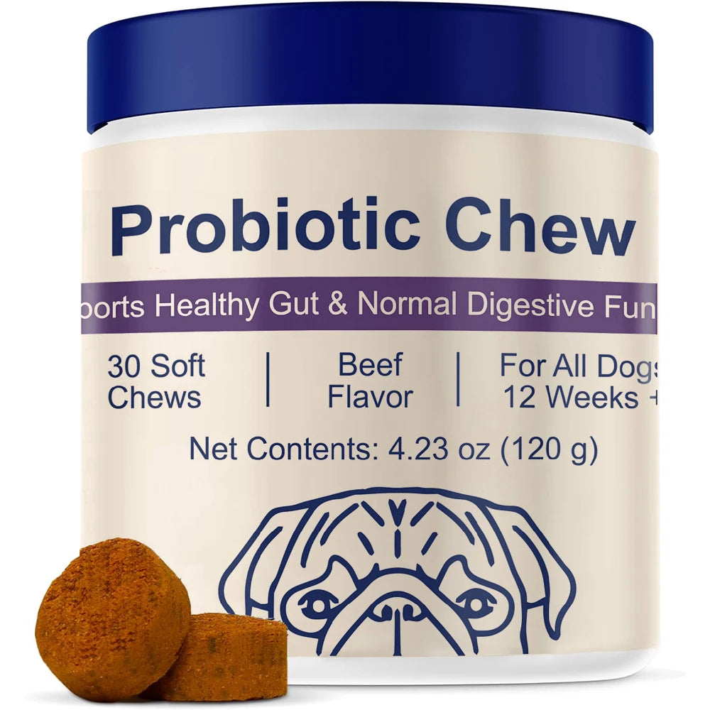 Advance Dog Probiotics Chews for Gut Health $ Allergy Relief - Beef Flavor